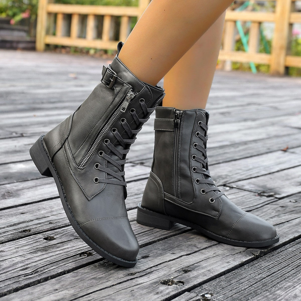 Stiefel mit Seitenschlitz, niedriger Absatz, mid-calf – Bild 8 | LuxeStyle
