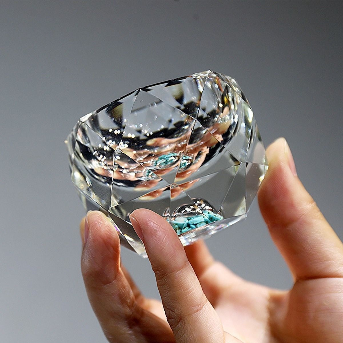 Diamant-Kristallglas mit Goldfolie oder Türkis