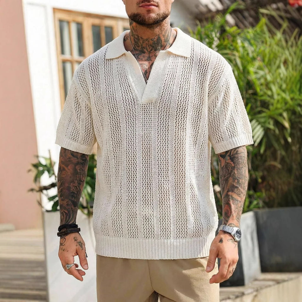 Strickpullover Kurzarm im Relaxed Fit