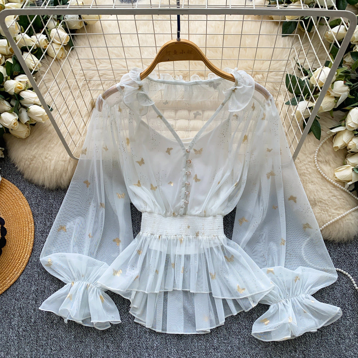 Chiffonbluse mit Schleife und Puffärmeln – Bild 8 | LuxeStyle