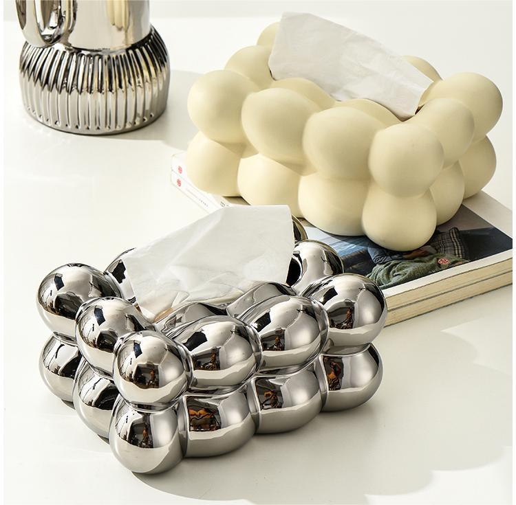 Keramik-Box für Papiertücher, Creme/Silber – Bild 6 | LuxeStyle