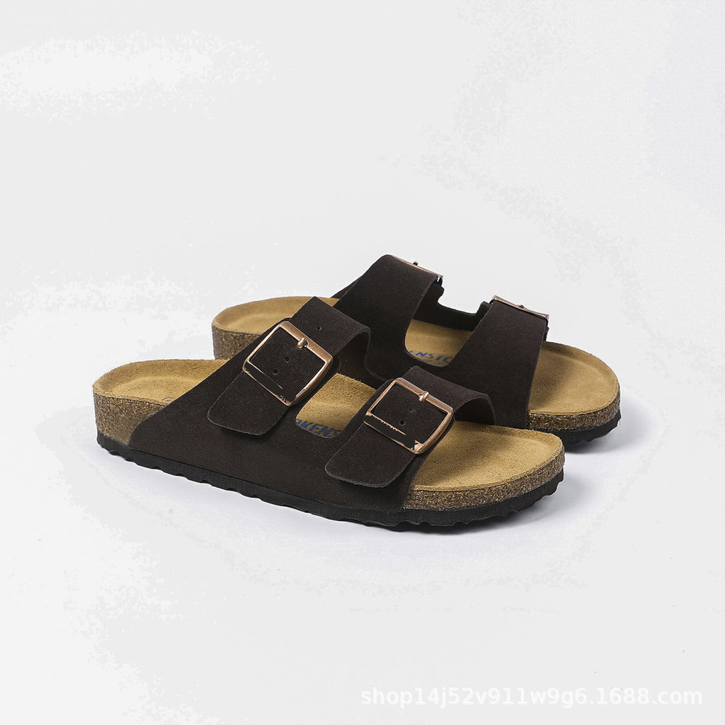 Doppelriemen-Sandalen aus Wildleder