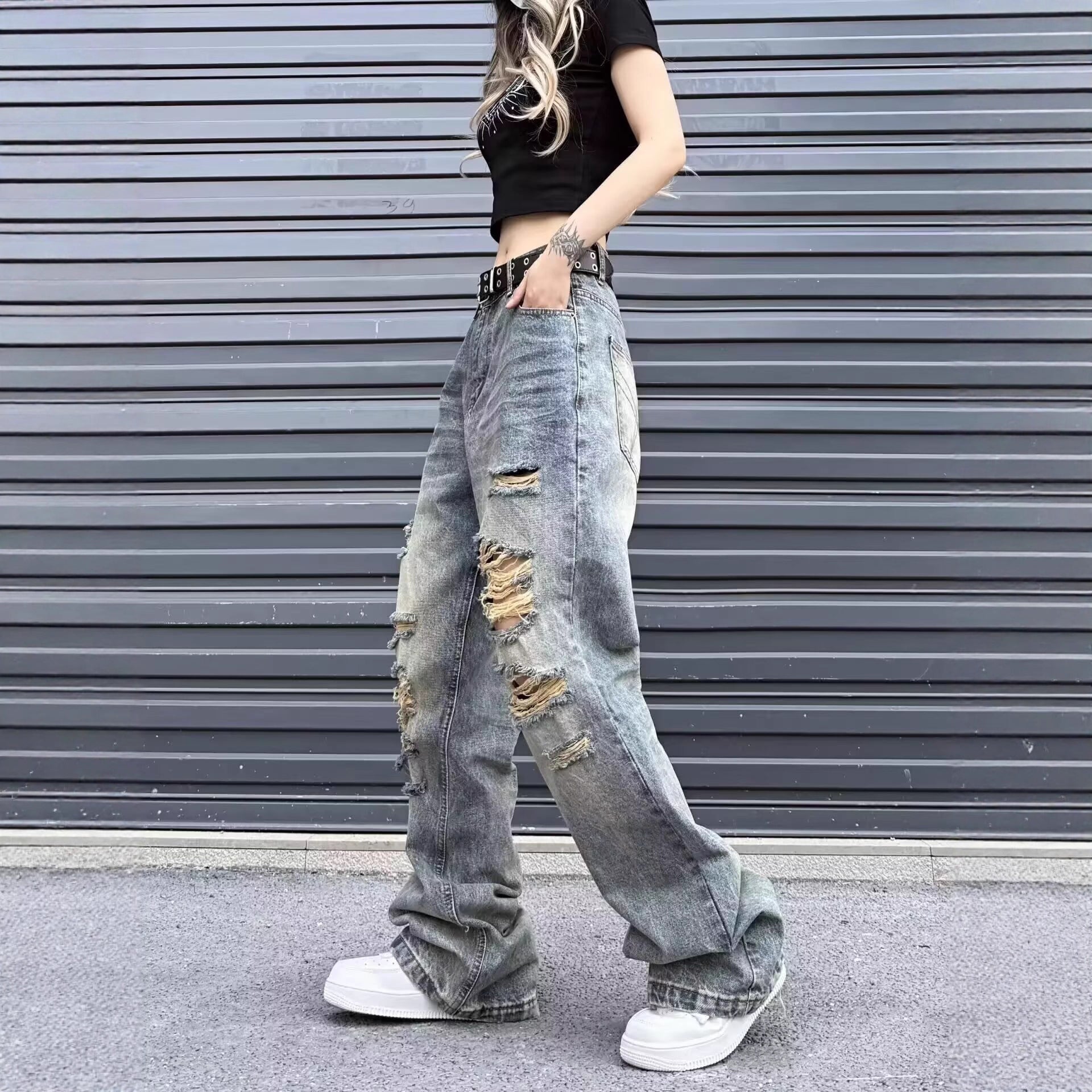 Blauer Stretch-Hosen