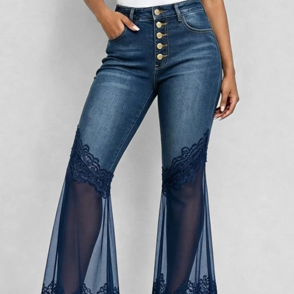 High-Waist Jeans mit ausgestelltem Bein