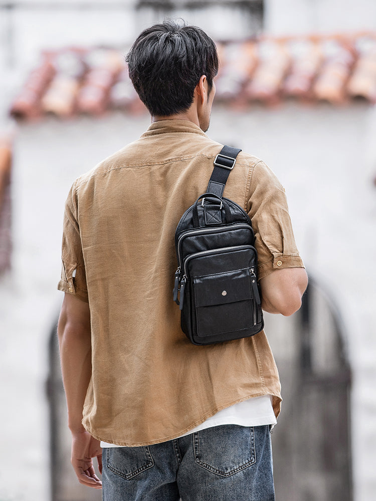 Brusttasche aus echtem Leder für Herren – Bild 1 | LuxeStyle