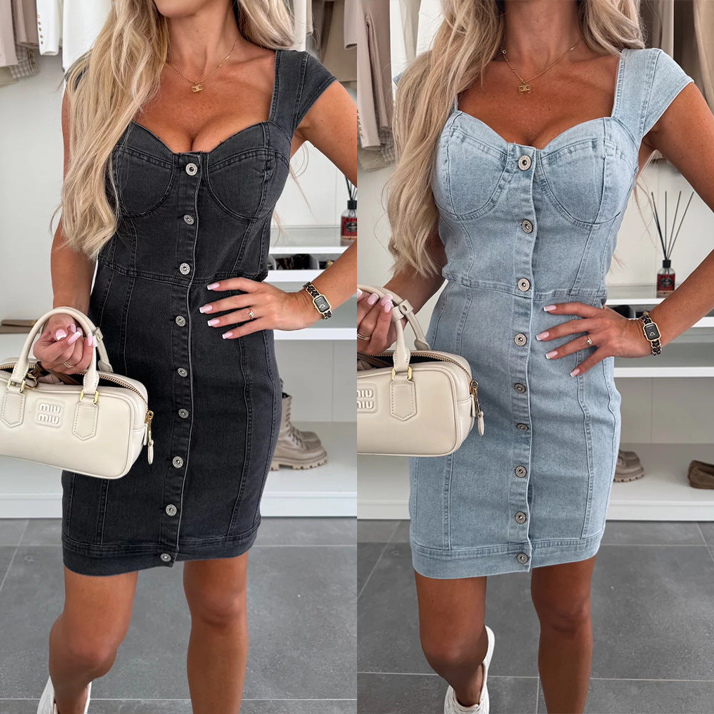 Ärmelloses Jeanskleid – Bild 5 | LuxeStyle
