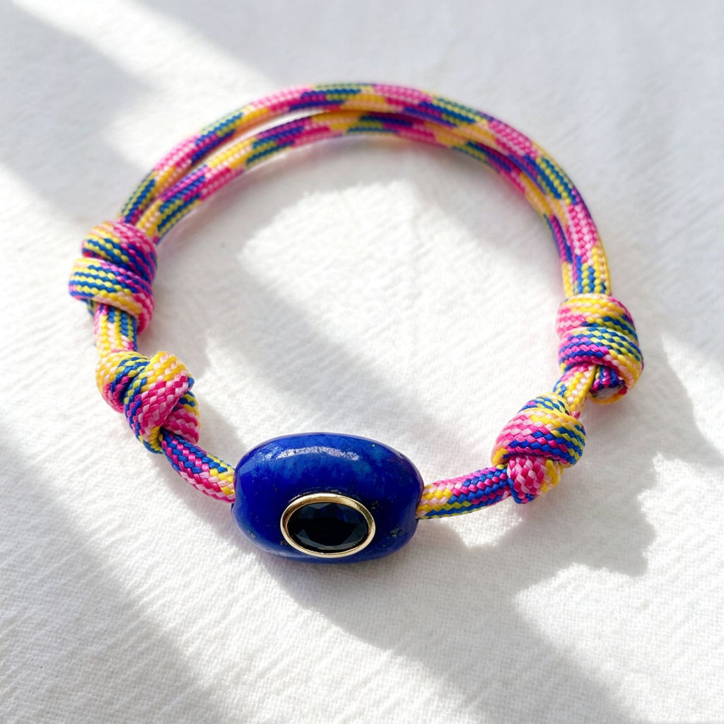 Naturstein Evil Eye Armband geflochten