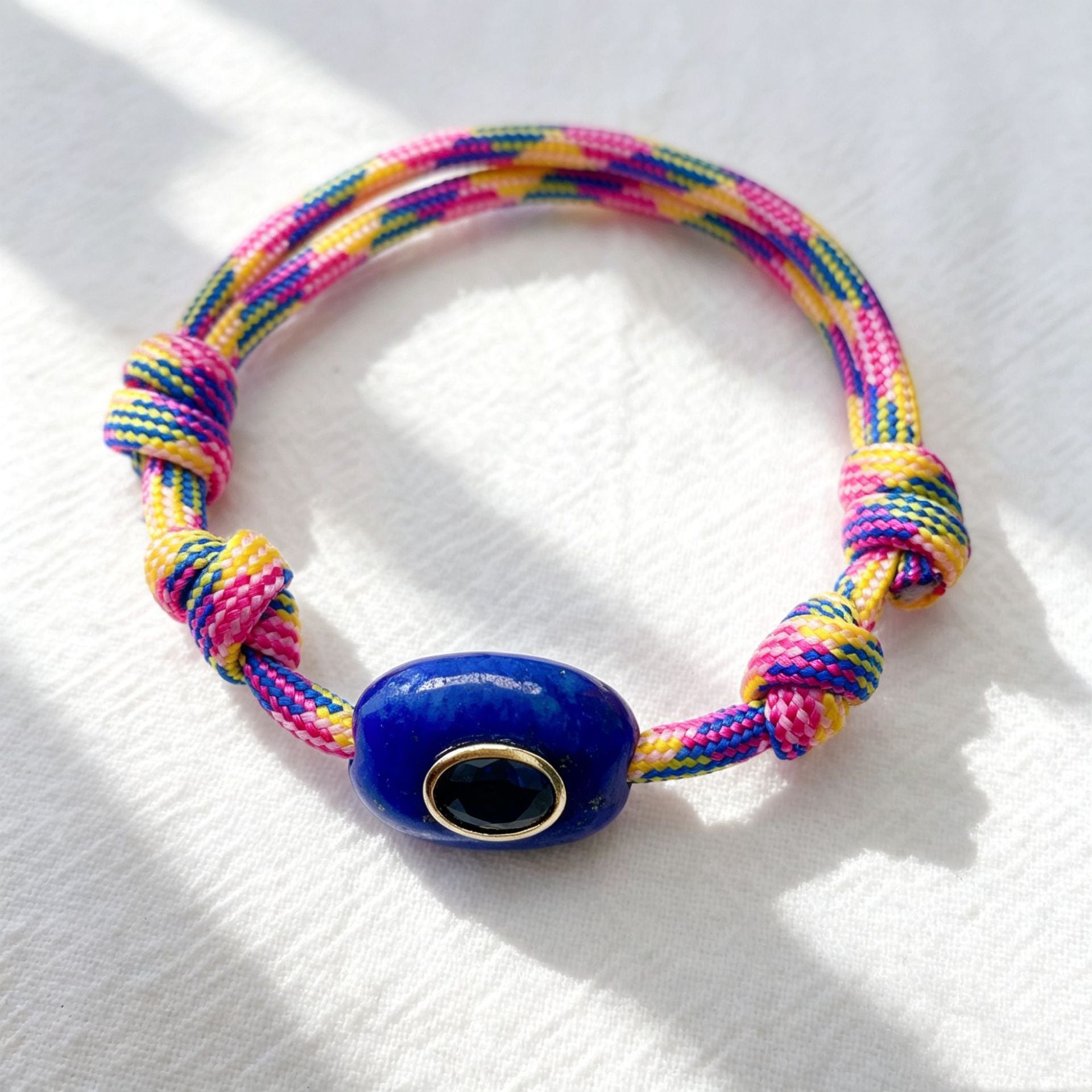 Naturstein Evil Eye Armband geflochten