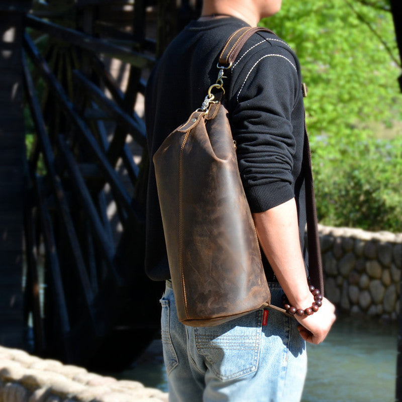 Brusttasche "Crazy Horse" Leder Braun | LuxeStyle
