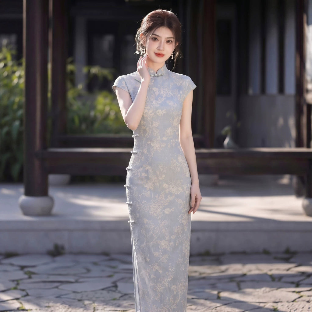 Elegantes Retro-Kleid in Grau-Blau – Bild 6 | LuxeStyle