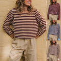 Damen Strickpullover mit Rundhals und Farbblock-Streifen