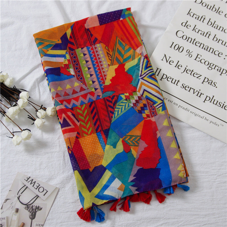 Bunter Schal mit geometrischem Muster – Bild 5 | LuxeStyle