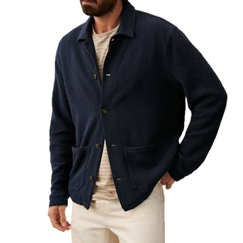 Herren-Kardigan, navyblau, Knitted