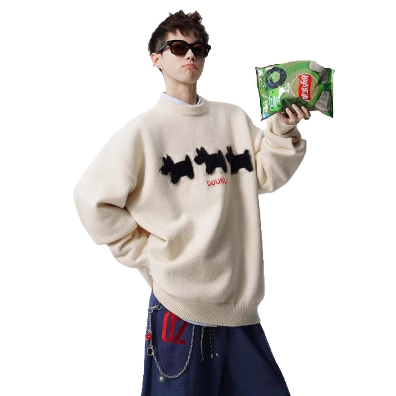 Lockerer Strickpullover mit Rundhalsausschnitt
