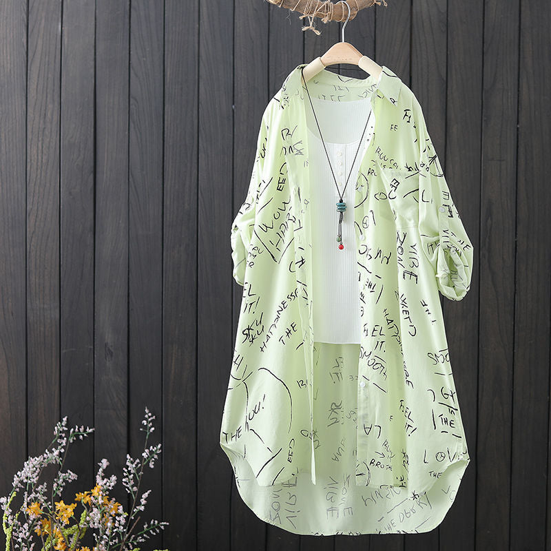 Chiffonbluse mit Letter-Print