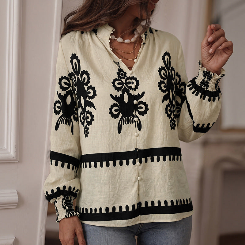 Damen Langarmshirt mit Blumenprint