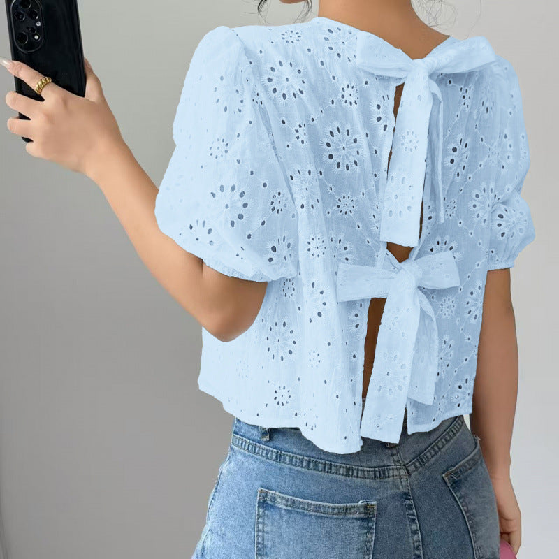 Kurzarm-Shirt mit Schnürung
