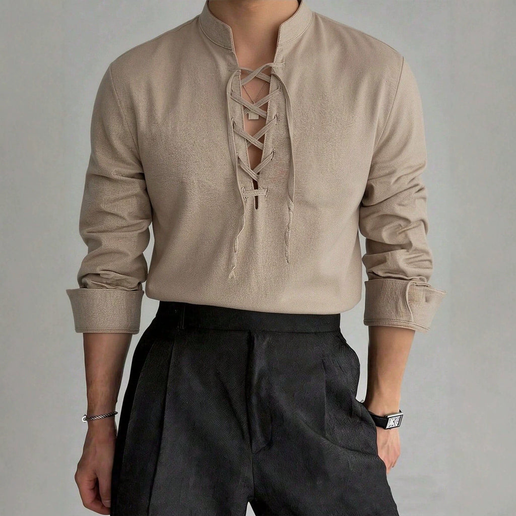 Herren Langarmshirt Stehkragen – Bild 6 | LuxeStyle