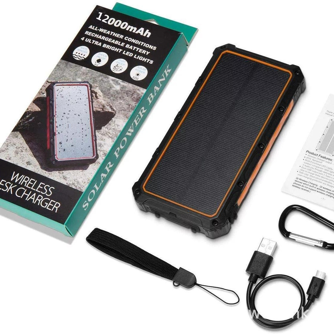 Wasserdichte Solar-Powerbank mit Wireless Charging