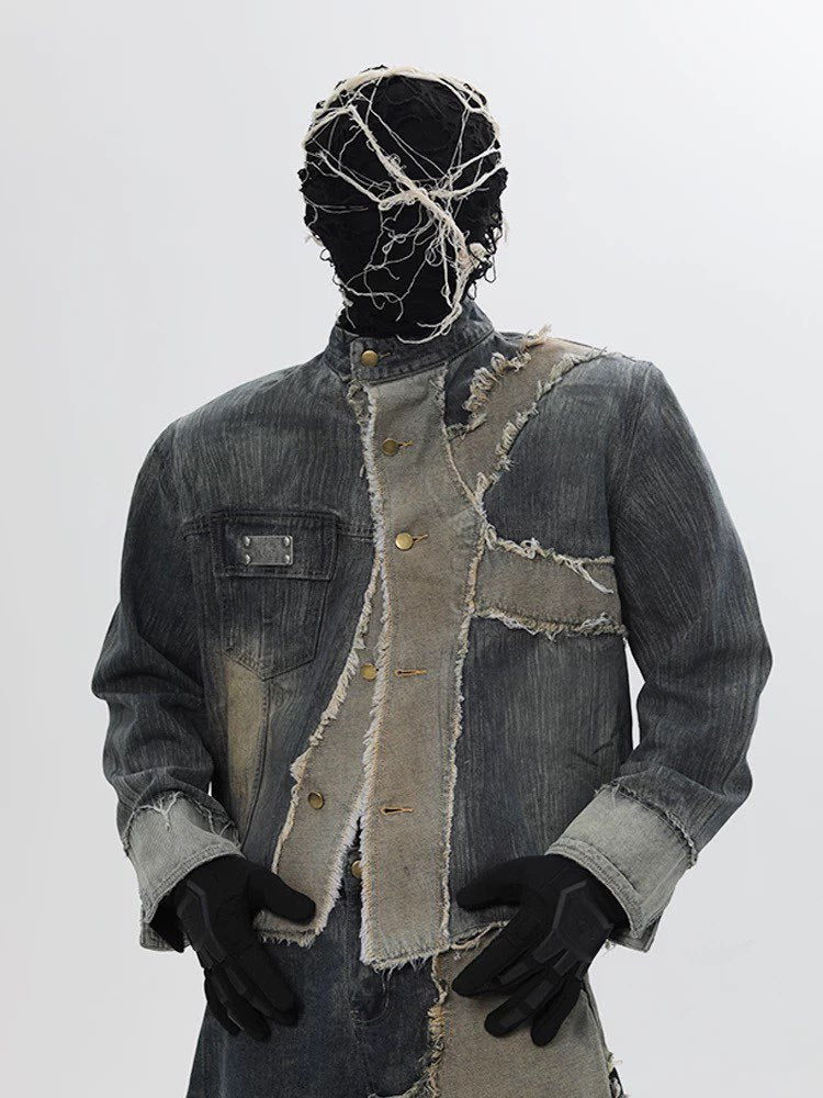 Vintage Patchwork Jeansjacke für Herren