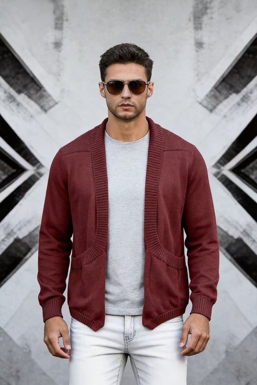 Herren Strick-Cardigan mit Schalkragen