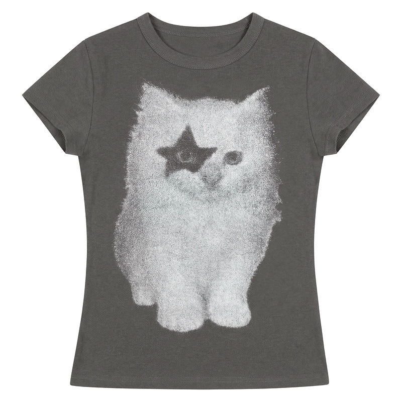 T-Shirt mit Cartoon-Print und kurzen Ärmeln