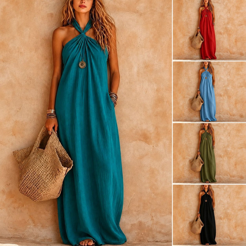 Maxikleid mit Neckholder und Knoten – Bild 3 | LuxeStyle