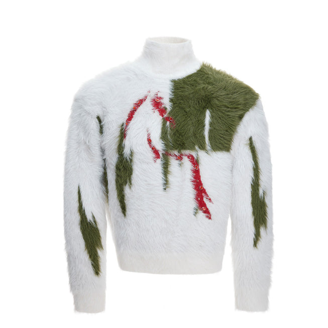 Pullover mit Fuchs-Faux-Fur-Kontrast