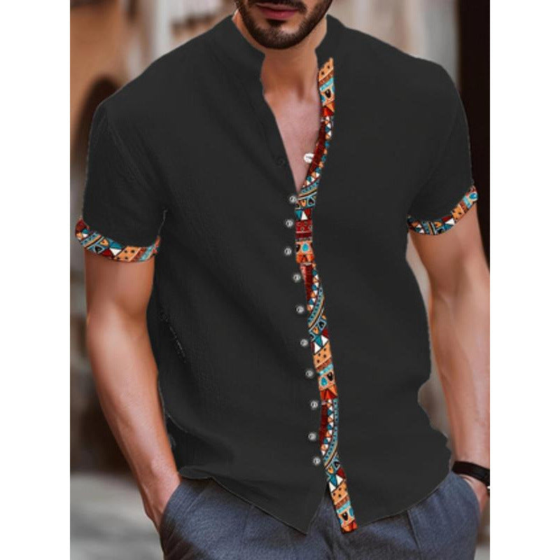 Vintage Print Kurzarmhemd für Herren – Bild 2 | LuxeStyle