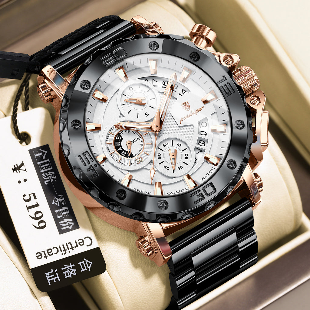 Quarz-Uhr wasserdicht, leuchtend, multifunktional für Herren – Bild 6 | LuxeStyle