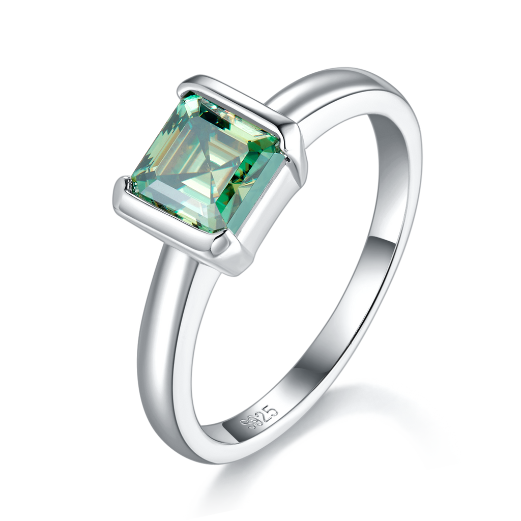 Grüner Moissanit Solitär Ring