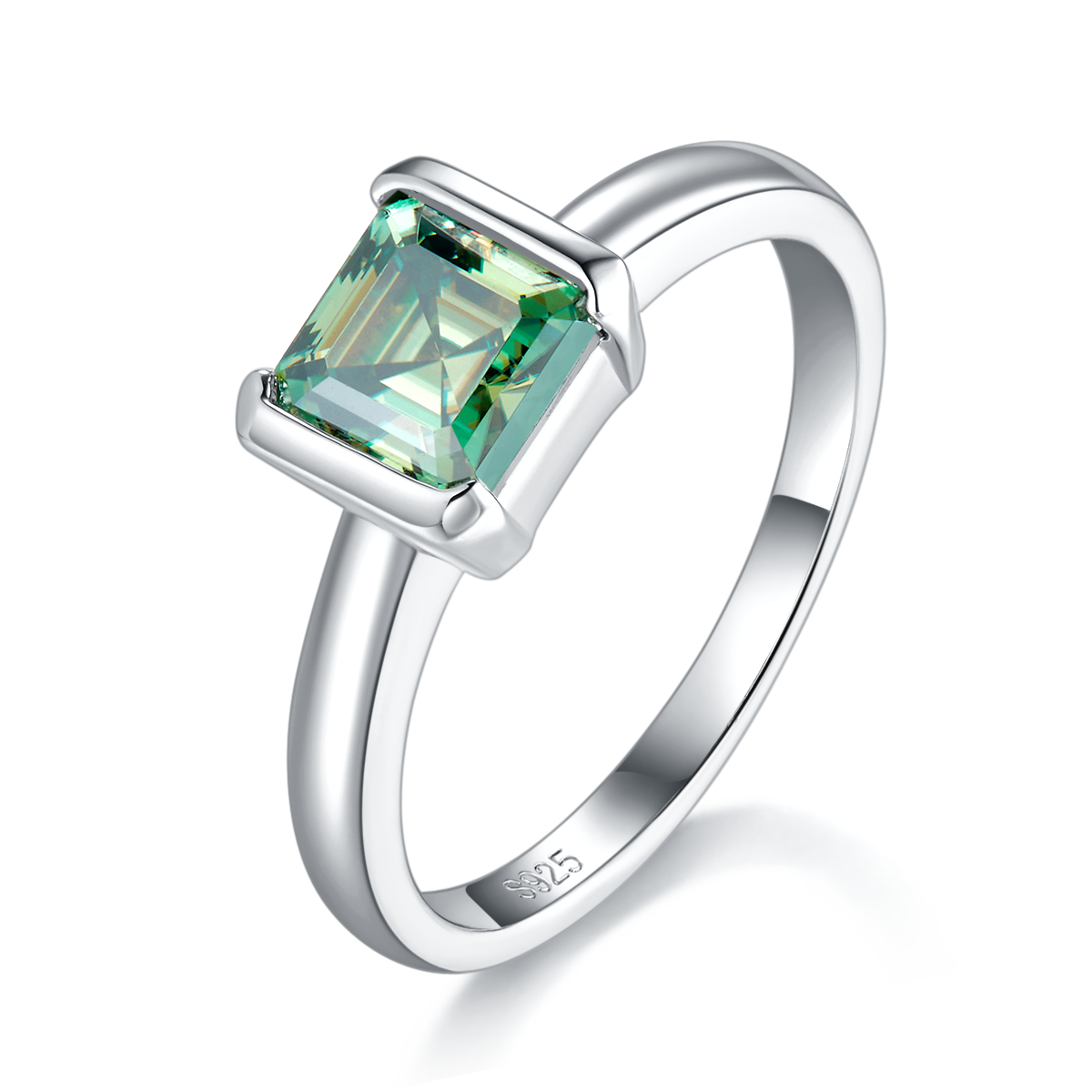 Grüner Moissanit Solitär Ring