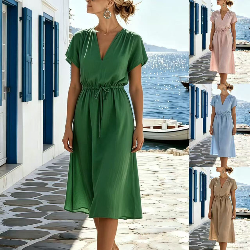 Retro A-Linien Kleid aus Baumwoll-Leinen-Mix – Bild 5 | LuxeStyle