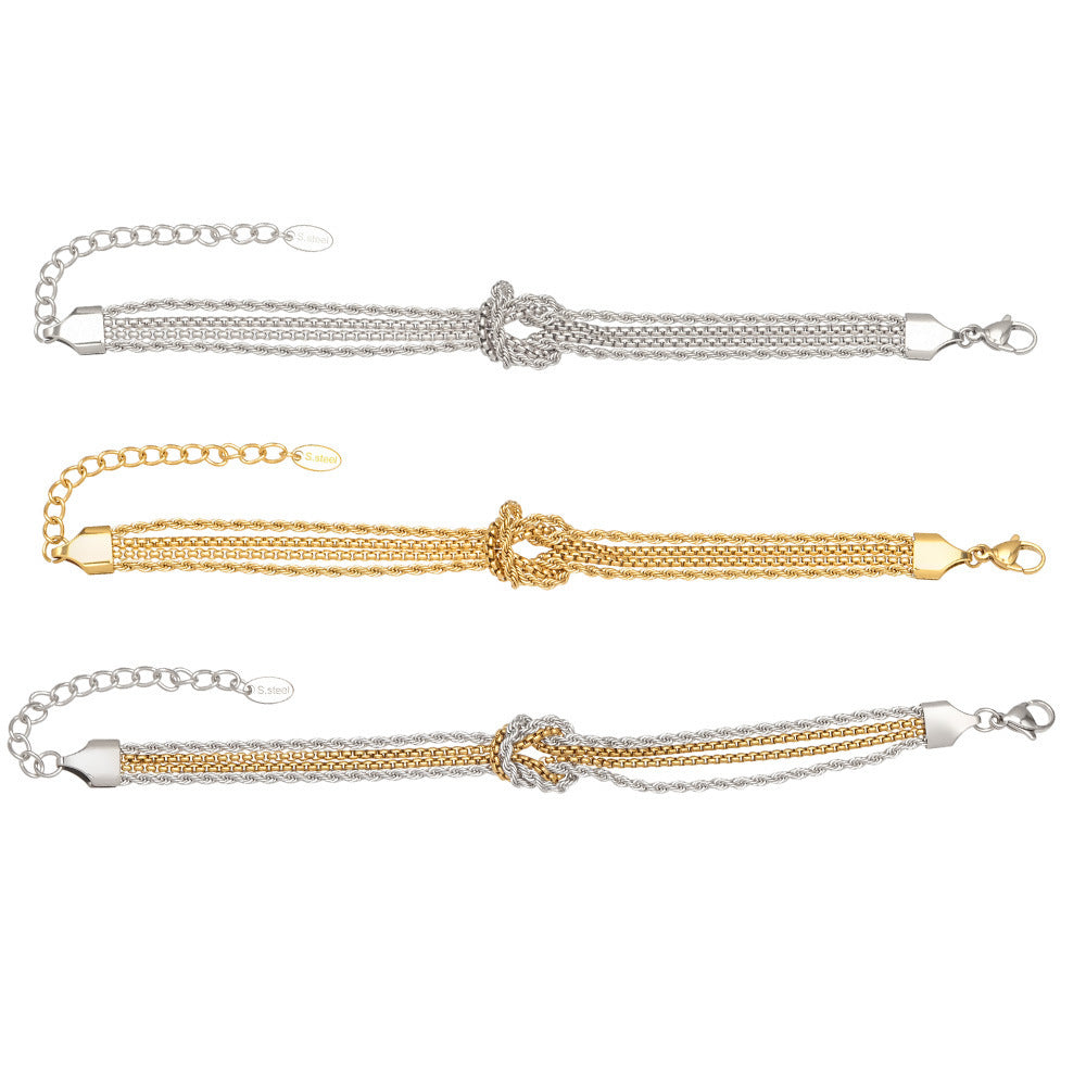Verknotetes Ketten-Armband · Gold/Silber