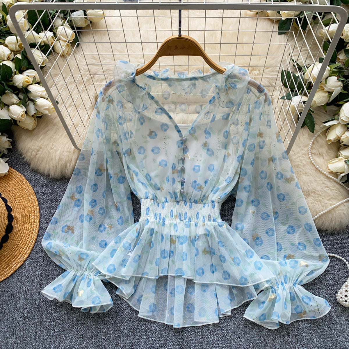Chiffonbluse mit Schleife und Puffärmeln – Bild 5 | LuxeStyle