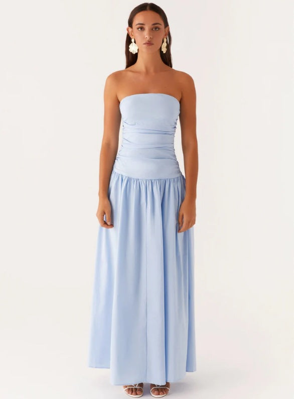 Damen trägerloses Plissee-Patchwork Abendkleid – Bild 9 | LuxeStyle