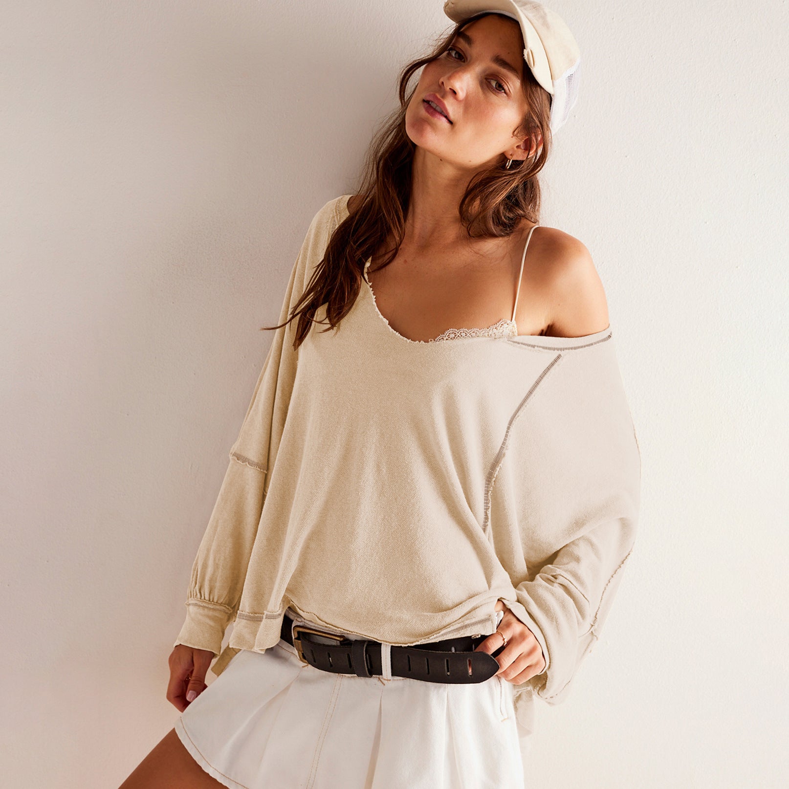V-Ausschnitt Strickpullover für Damen