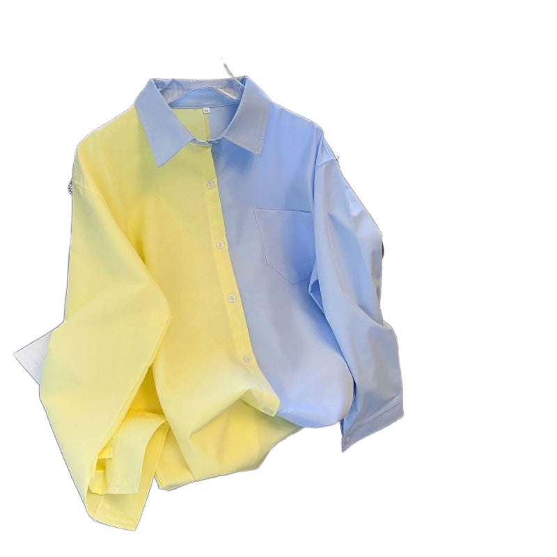 Color-Block Langarmbluse für Damen