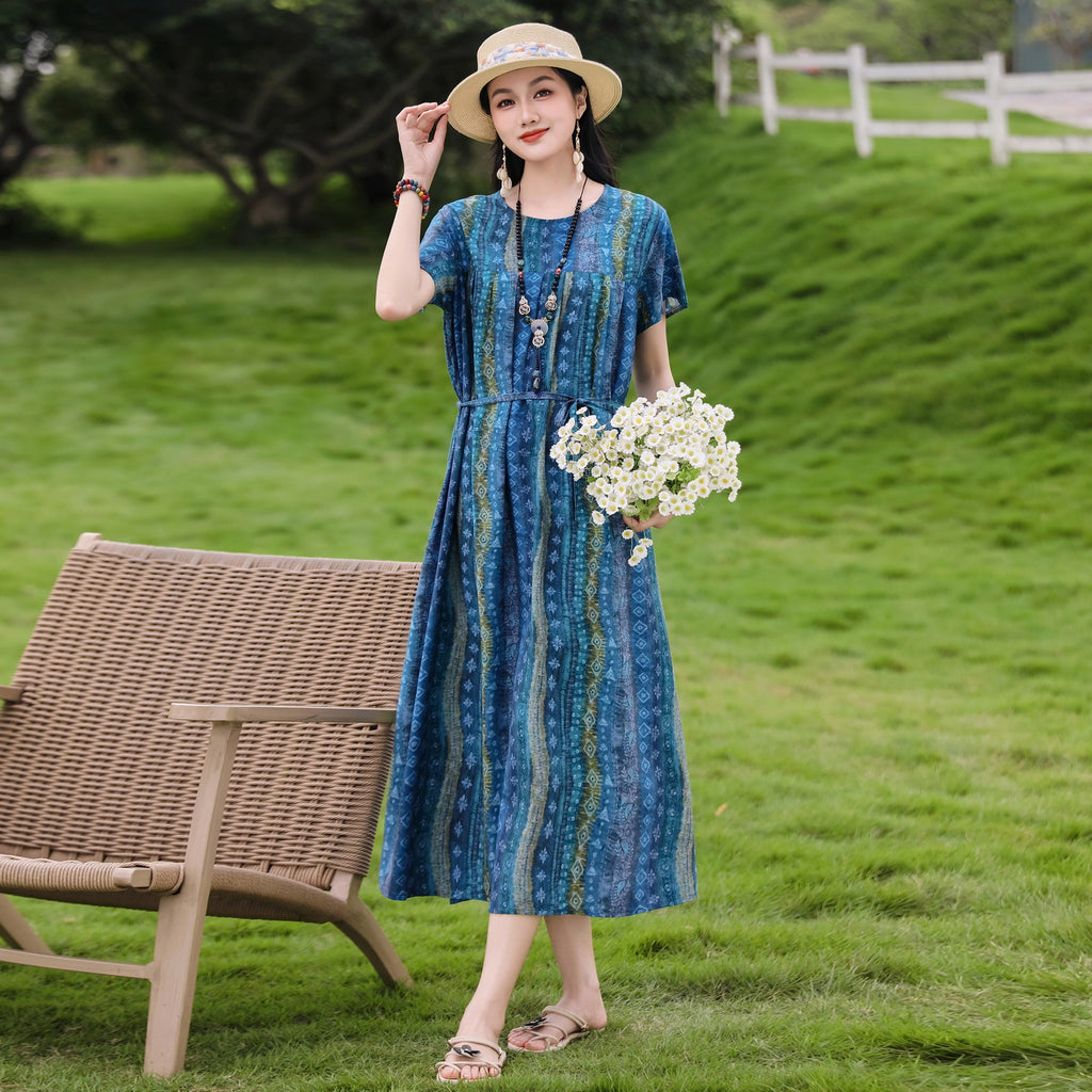 Elegantes Baumwoll-Seidenkleid mit Blumenmuster – Bild 15 | LuxeStyle