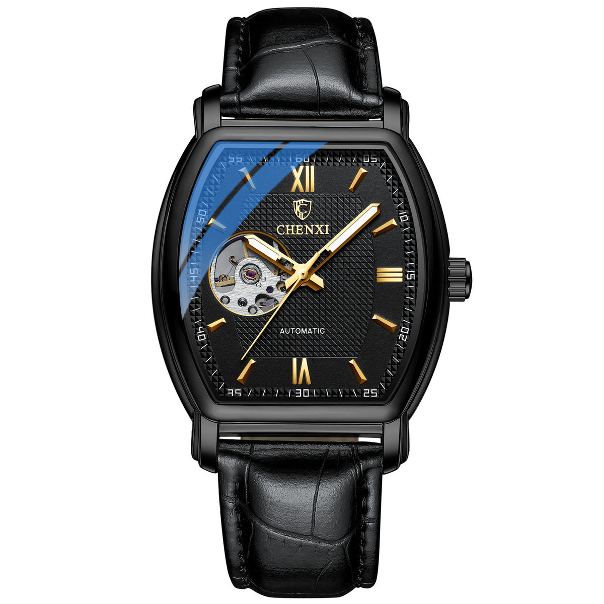 Automatische, hohle Herrenuhr mit Lederarmband – Bild 4 | LuxeStyle