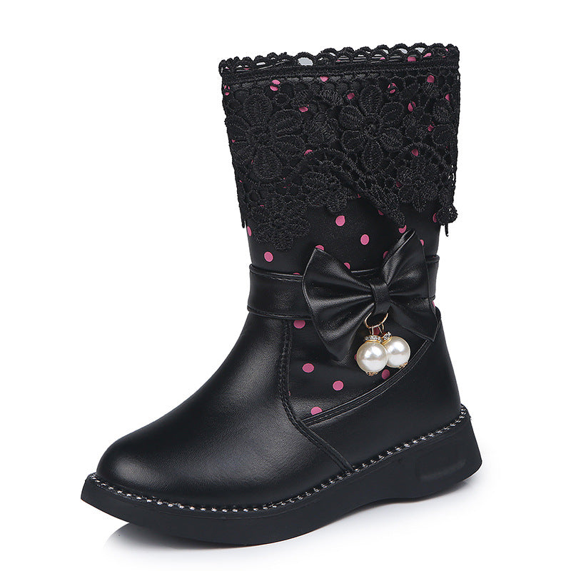 Mädchen-Winterschuhe mit Schleife | LuxeStyle