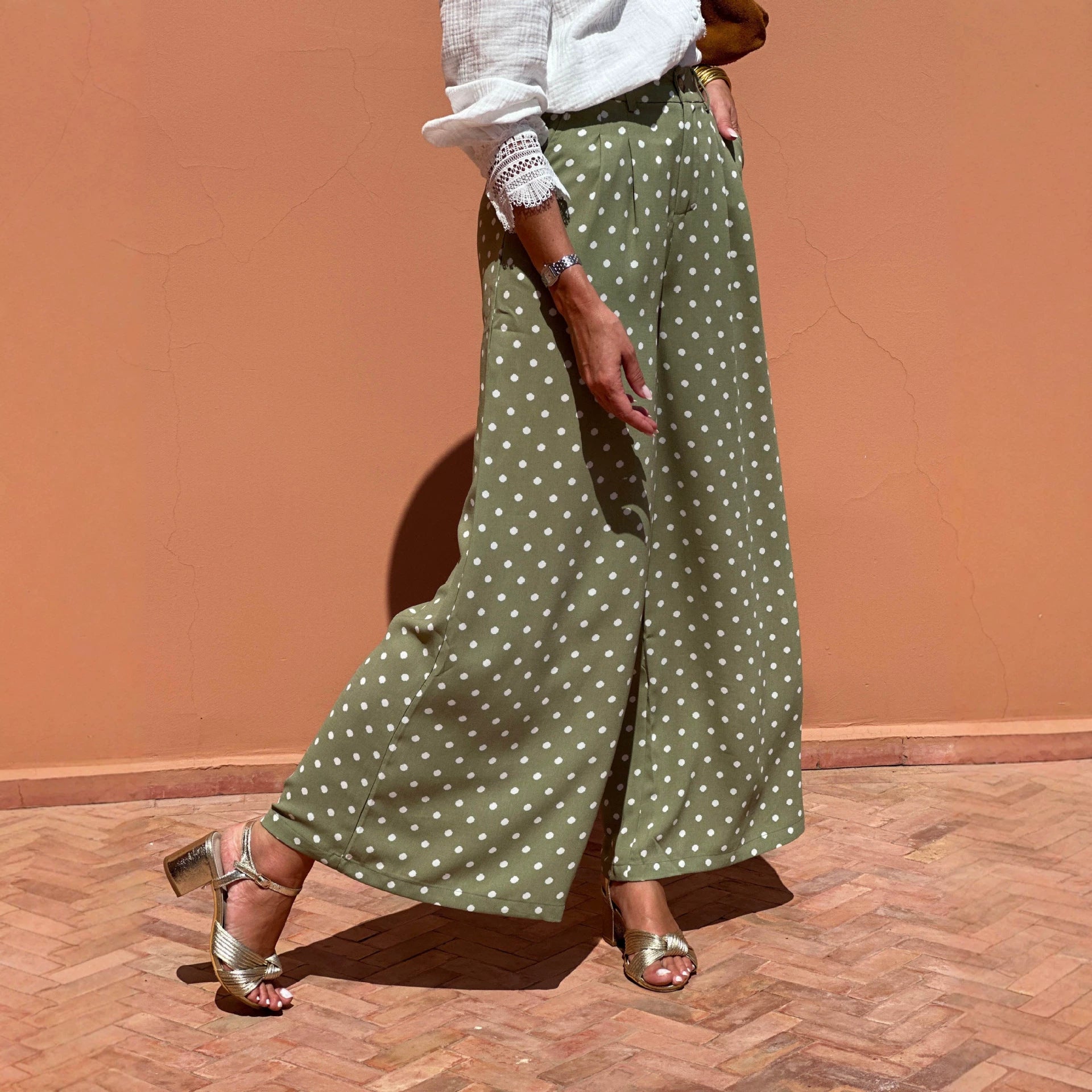 Weite Freizeithose mit Polka Dots