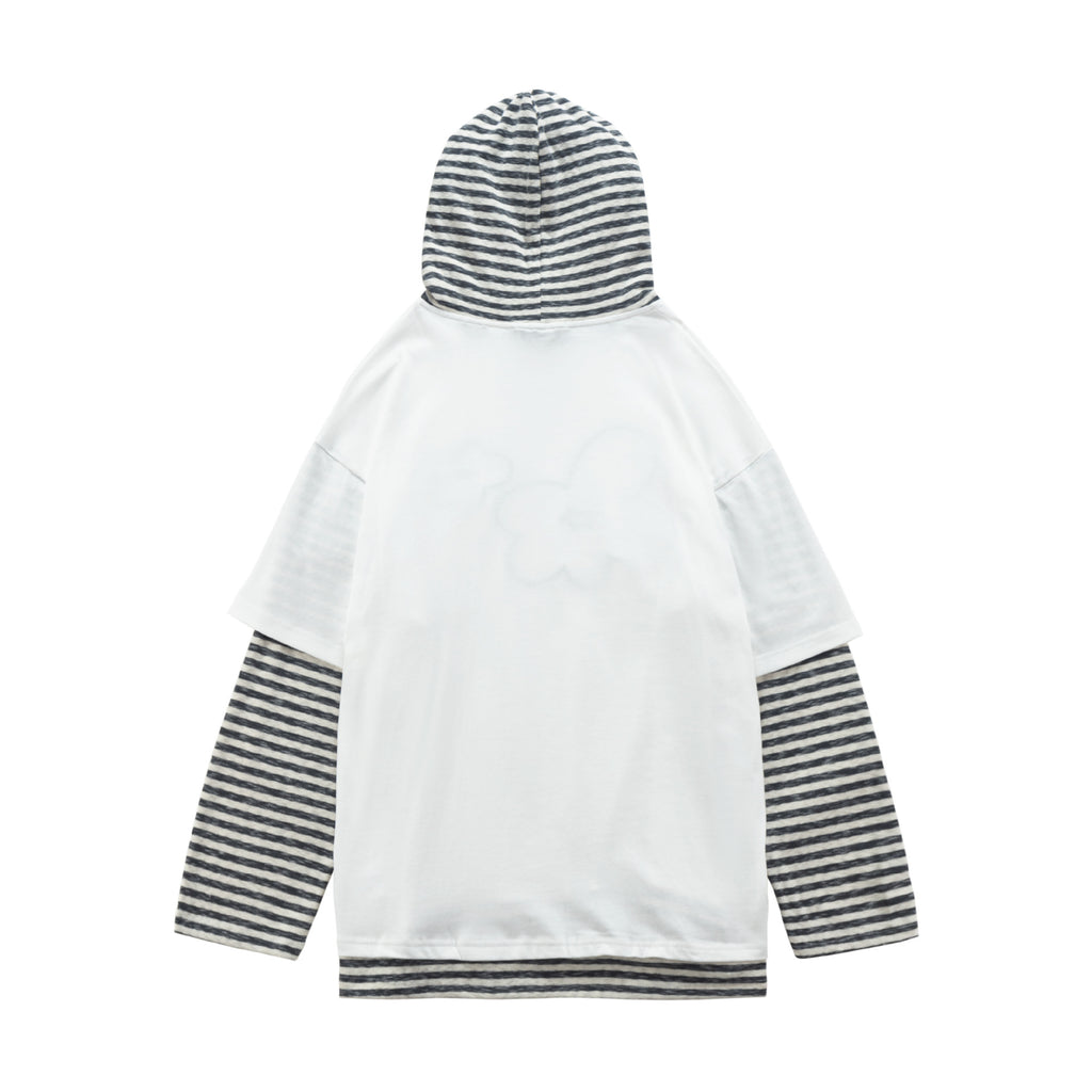 Retro Streifen-Hoodie mit Blumen-Stickerei
