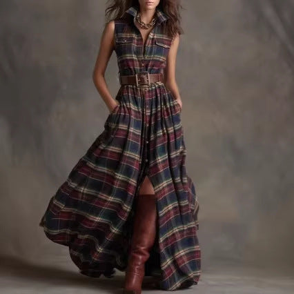 Retro Damen-Kleid mit Karomuster und Revers – Bild 6 | LuxeStyle