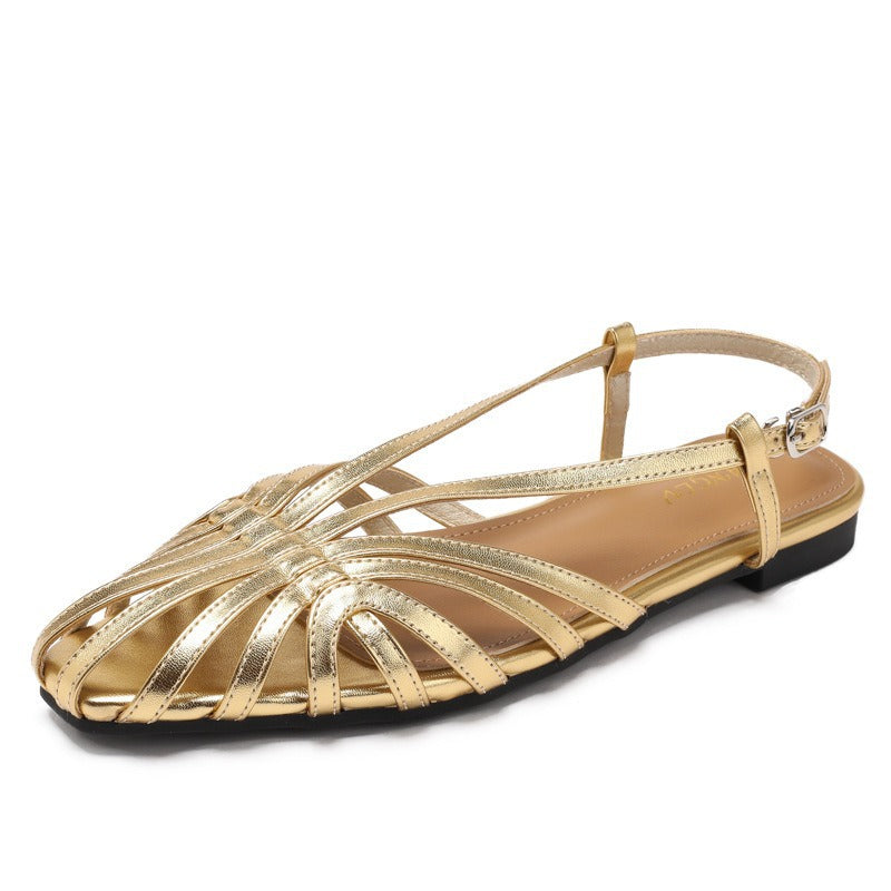 Retro-Wedge-Sandalen mit Flechtmuster