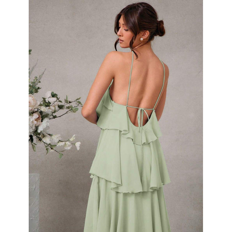 Damen Chiffon Neckholder-Kleid