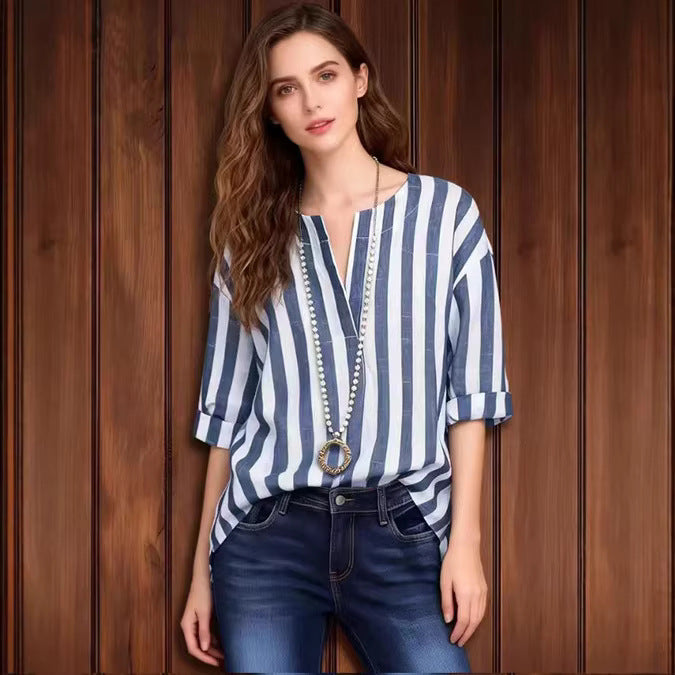 Damen Bluse mit Streifenmuster | LuxeStyle
