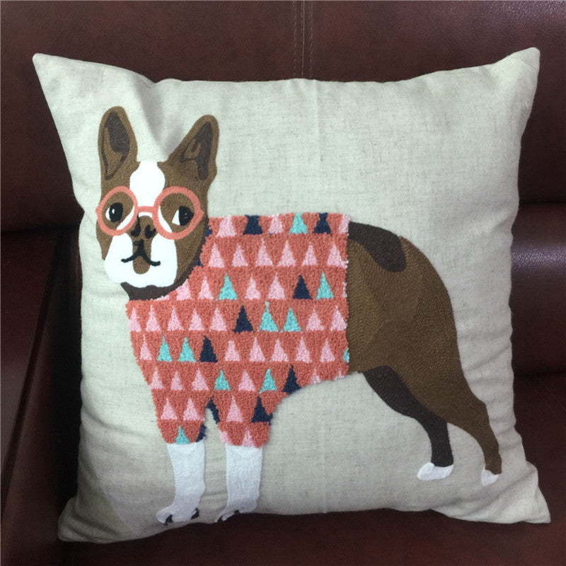 Besticktes Kissen American Dog