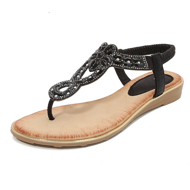 Bohemian Keilsandalen mit Strass