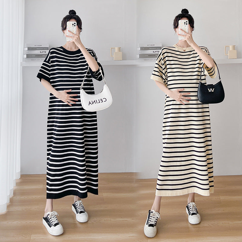 Schwangerschafts-Kleid mit Streifen – Bild 2 | LuxeStyle